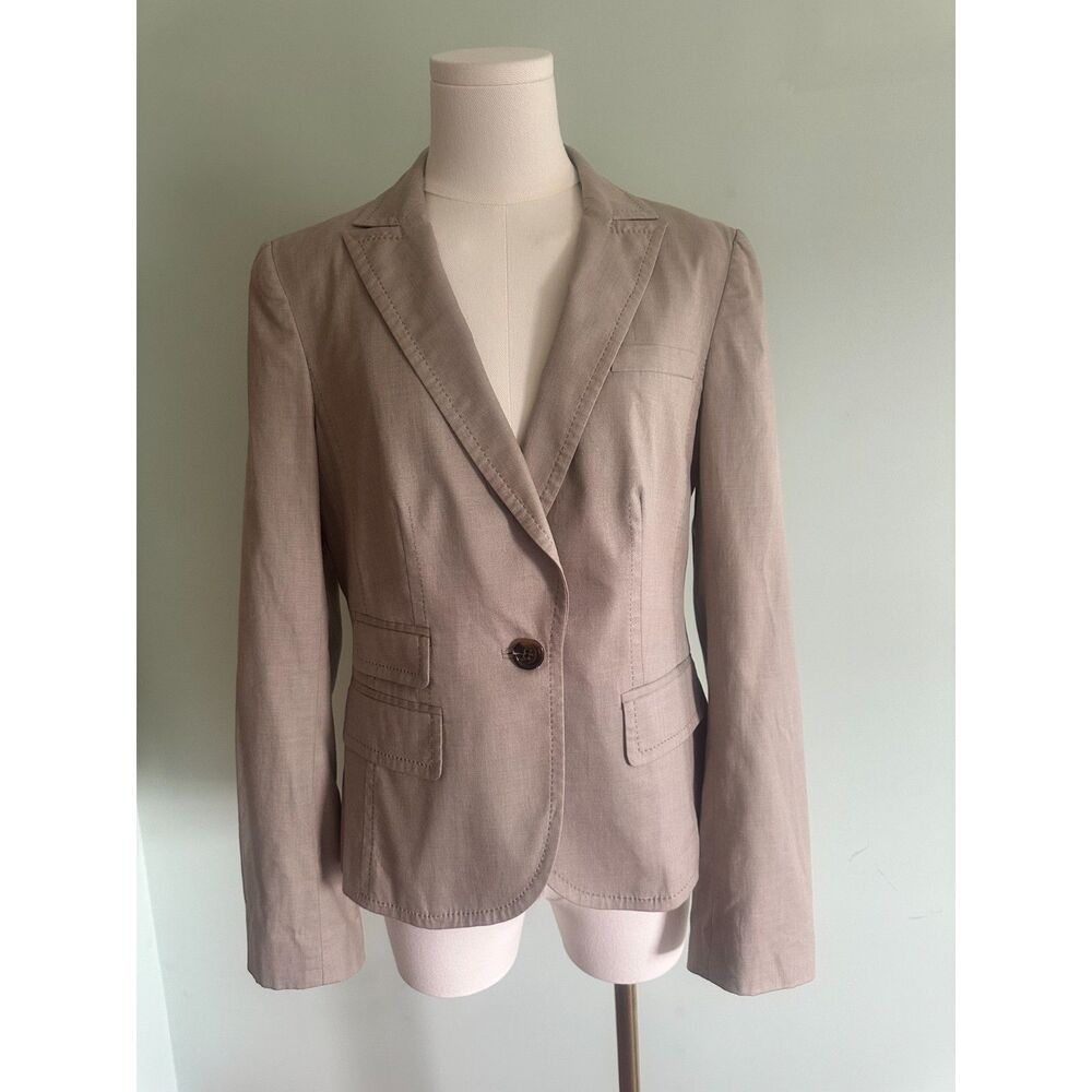 Banana Republic Taupe Beige Stretch Pick-Stitch Stretch Blazer Jacket Size 10